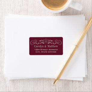 Vintage Silver Flourish Maroon Return Address Label
