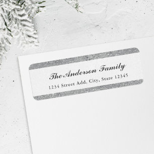 Vintage Silver Glitter Christmas Return Address