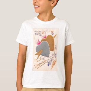 Vintage Silver & Gold Hearts Valentine Postcard T-Shirt