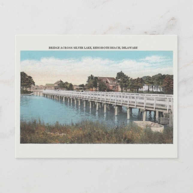 Vintage Silver Lake Bridge Rehoboth Beach Postcard (Front)