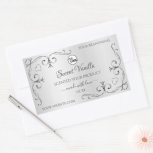 Vintage Silver Product Labels Ornate Corners Logo