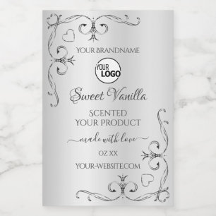 Vintage Silver Product Labels Ornate Corners Logo