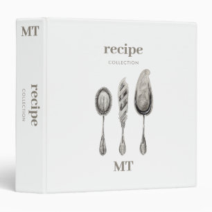 Vintage Silver Serving Set White Recipe Monogram  Binder