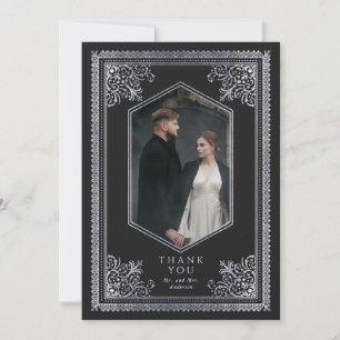Vintage Silver Victorian Wedding Photo Thank You Card