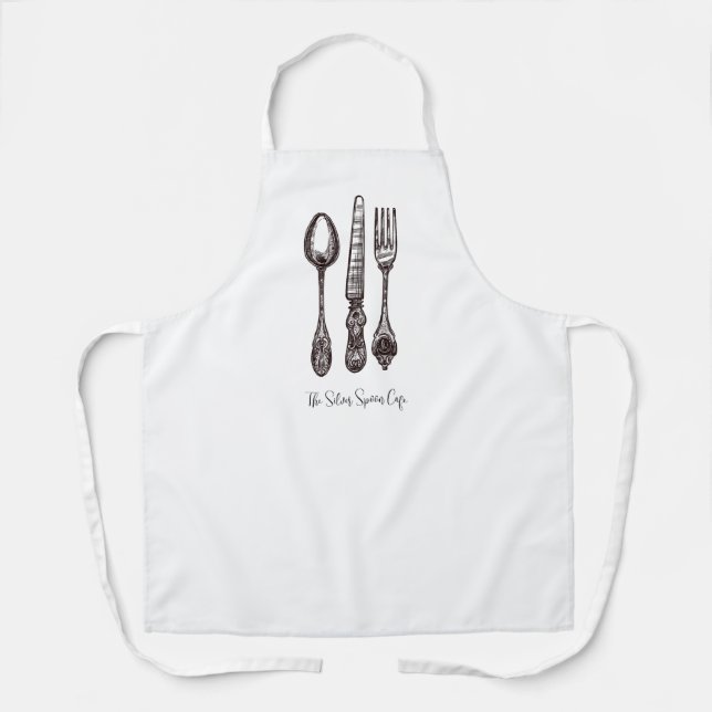Vintage Silverware Ornate Artisan Food Business Apron (Front)