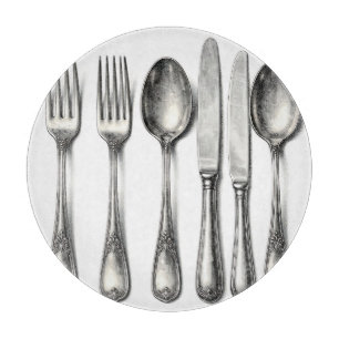 Vintage Silverware Ornate Flatware Kitchen Cutting Board