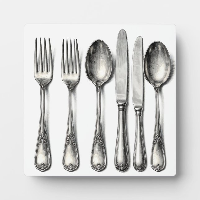 Vintage Silverware Ornate Flatware Kitchen  Plaque (Front)