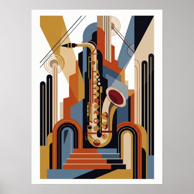 Vintage Simple Art Deco Jazz Poster (Front)