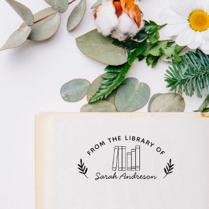 Vintage & Simple Books From The Library Of Self-inking Stamp