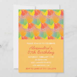 Vintage Simple Orange Balloons 87th birthday Invitation