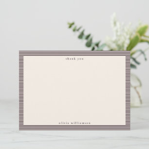 Vintage Simple Plum Stripes Personalized Name Thank You Card