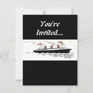 Vintage Simple Ship Illustration Invitation