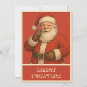 Vintage Simple Trendy Christmas Santa Claus Holiday Card