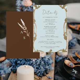 Vintage Simply Icy Blue Wedding Details Enclosure Invitation