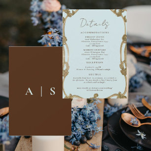 Vintage Simply Icy Blue Wedding Details II Invitation