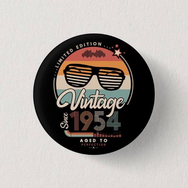 Vintage since 1954 1 inch round button (Front)