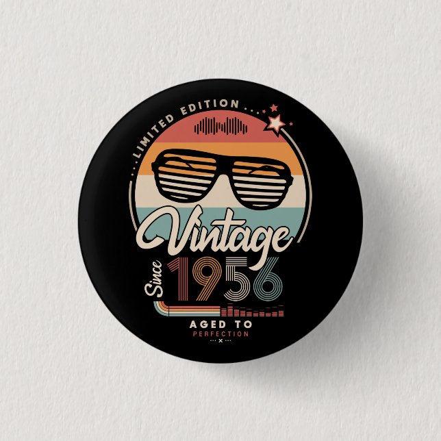 Vintage since 1956 1 inch round button (Front)