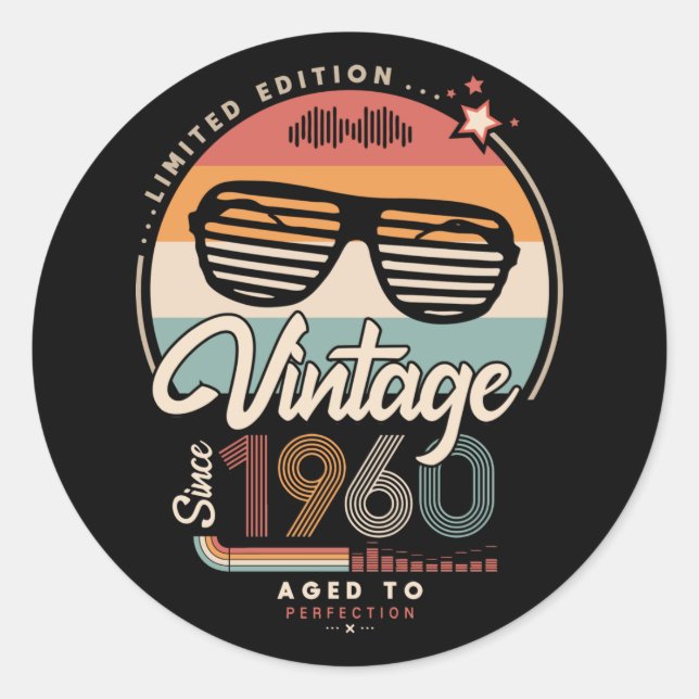 Vintage since 1960 classic round sticker (Front)