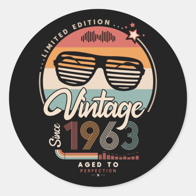 Vintage since 1963 classic round sticker (Front)
