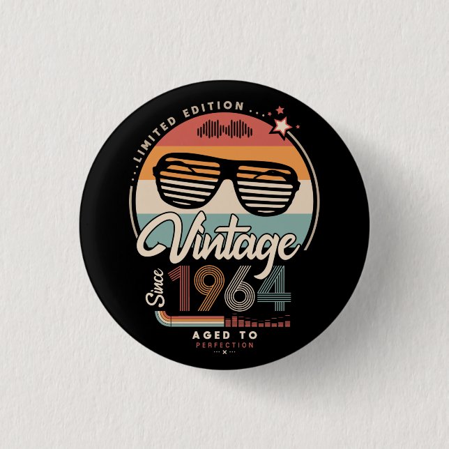 Vintage since 1964 1 inch round button (Front)
