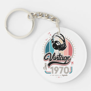 Vintage since 1970 headphones keychain