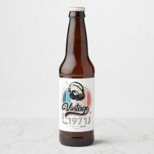 Vintage since 1971 headphones beer bottle label