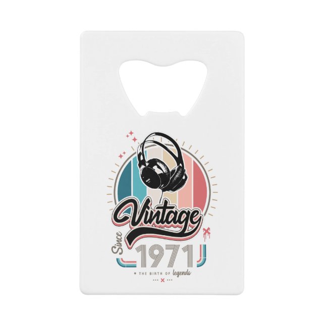 Vintage since 1971 headphones credit card bottle opener (Front)