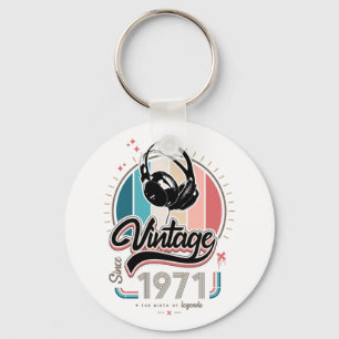Vintage since 1971 headphones keychain