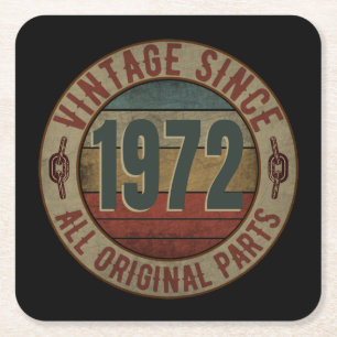 VINTAGE SINCE 1972 ALL ORIGINAL PARTS SQUARE PAPER COASTER