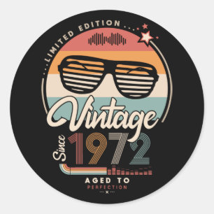 Vintage since 1972 classic round sticker