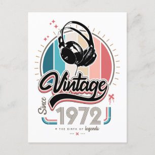 Vintage since 1972 headphones postcard