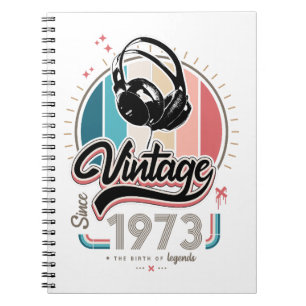 Vintage since 1973 headphones notebook