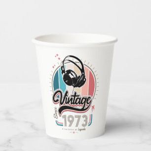Vintage since 1973 headphones paper cups