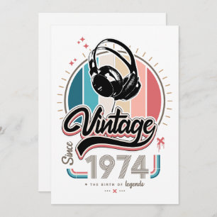 Vintage since 1974 headphones invitation