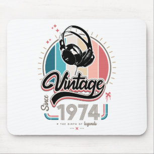 Vintage since 1974 headphones mouse pad