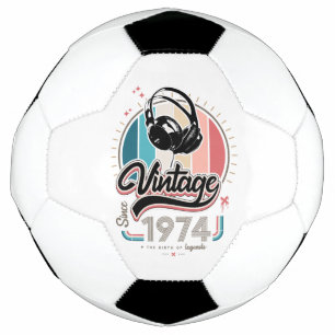 Vintage since 1974 headphones soccer ball