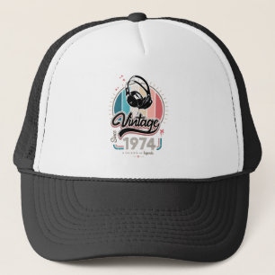 Vintage since 1974 headphones trucker hat