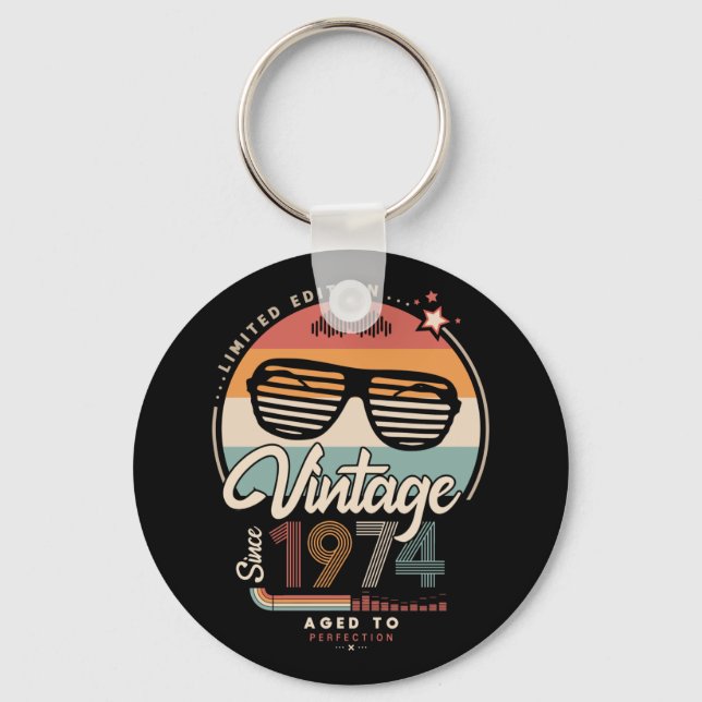 Vintage since 1974 keychain (Front)