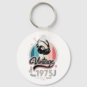 Vintage since 1975 headphones keychain