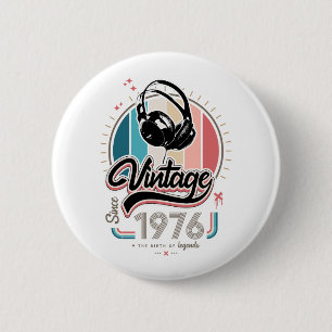 Vintage since 1976 headphones 2 inch round button