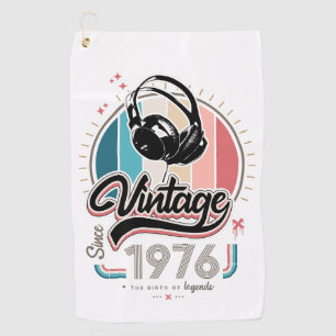 Vintage since 1976 headphones golf towel