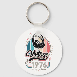 Vintage since 1976 headphones keychain