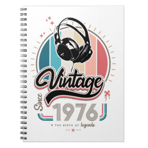 Vintage since 1976 headphones notebook
