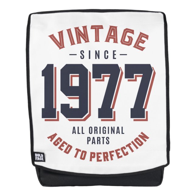 Vintage Since 1977 Birthday Gift Backpack (Front)