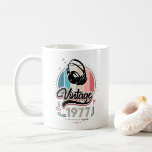 Vintage since 1977 headphones coffee mug