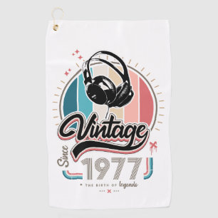 Vintage since 1977 headphones golf towel