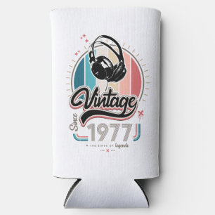 Vintage since 1977 headphones seltzer can cooler