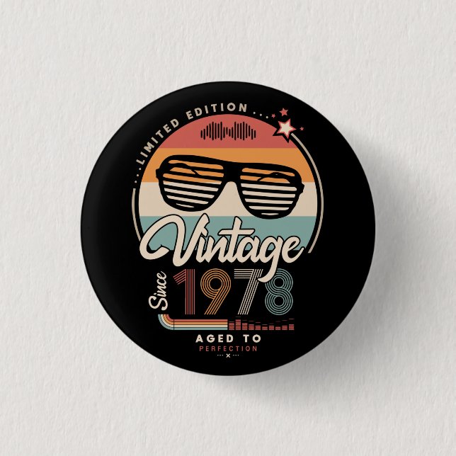 Vintage since 1978 1 inch round button (Front)
