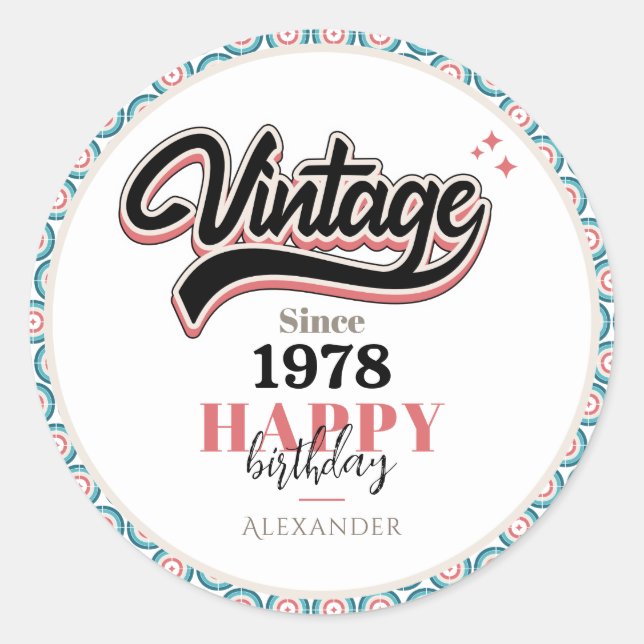 Vintage since - 1978 classic round sticker (Front)