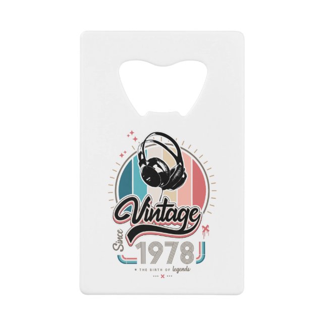 Vintage since 1978 headphones credit card bottle opener (Front)